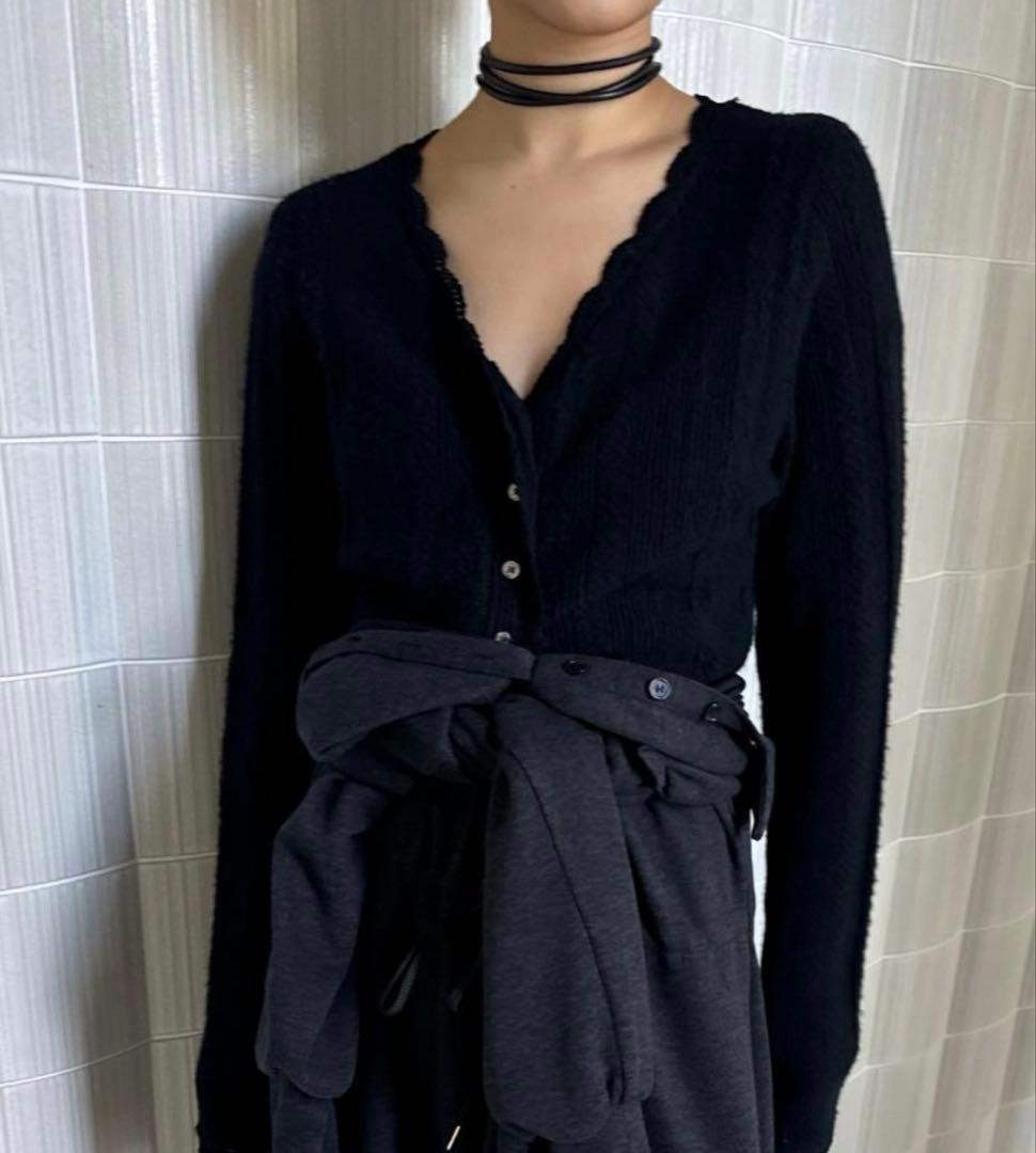 AMERI UND PIN TUCK LACE LIKE KNIT TOP新品F