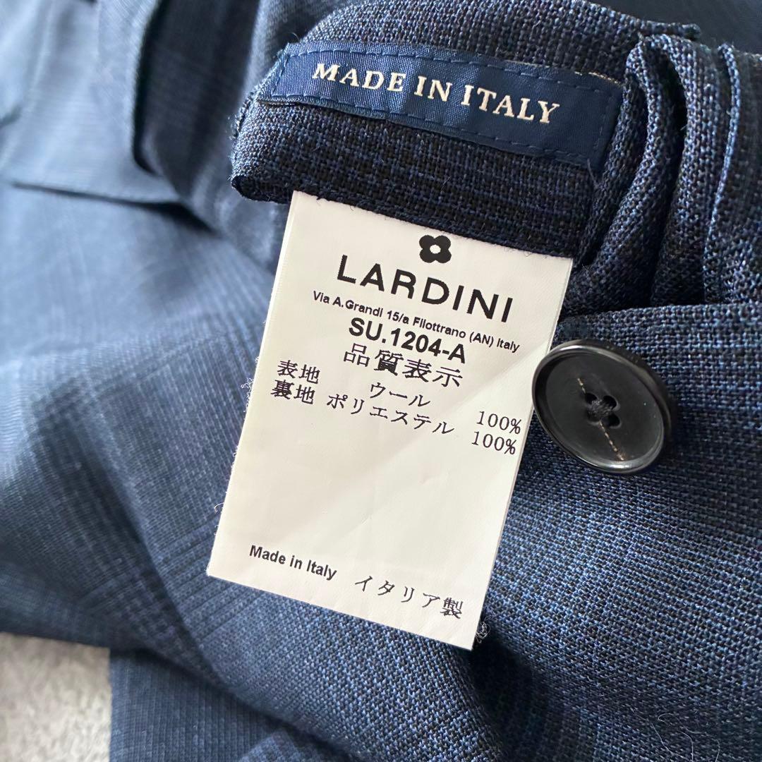 未使用級 LARDINI セットアップ シングルツース ネイビー ウール 50
