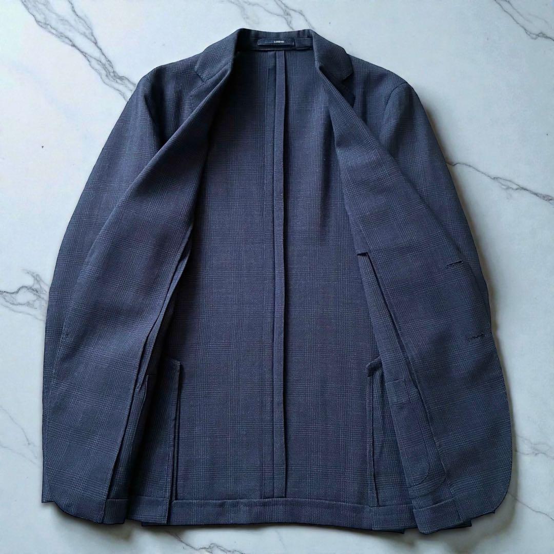 未使用級 LARDINI セットアップ シングルツース ネイビー ウール 50