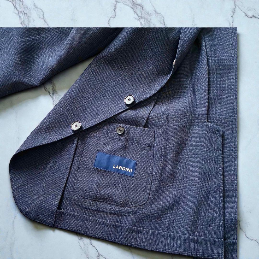 未使用級 LARDINI セットアップ シングルツース ネイビー ウール 50