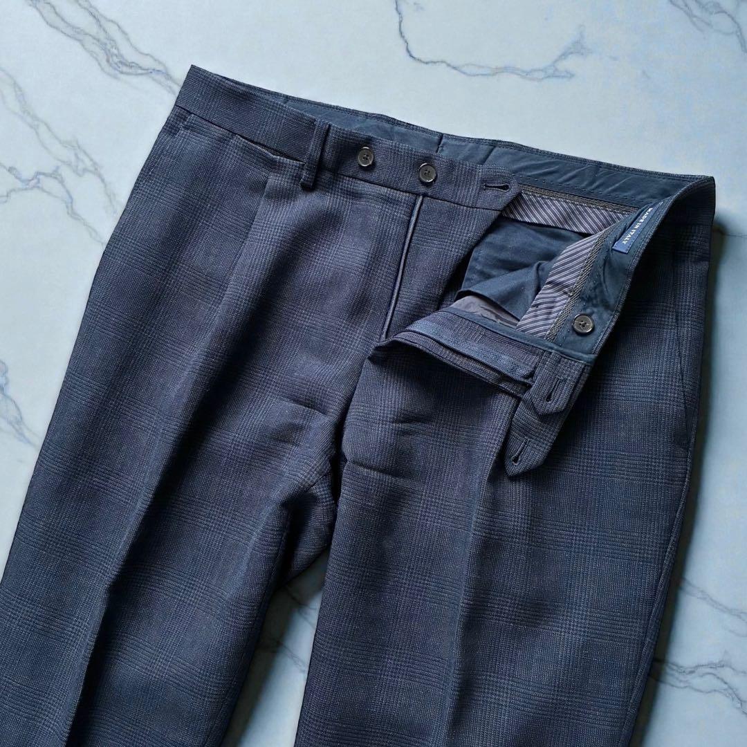 未使用級 LARDINI セットアップ シングルツース ネイビー ウール 50