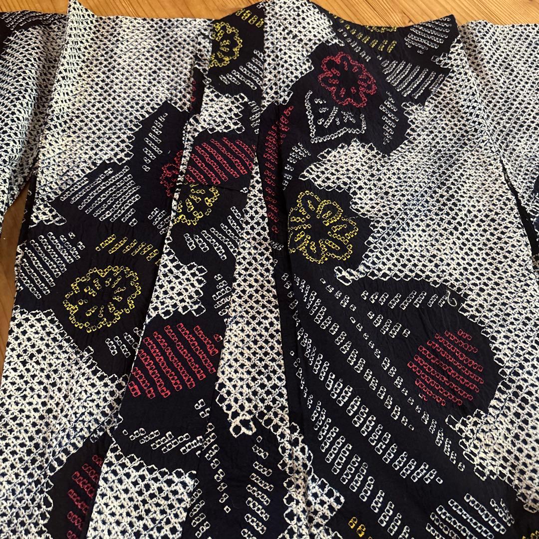 【SALE】有松鳴海絞り浴衣 美品 身丈159 手縫い 藍染 絞り 浴衣