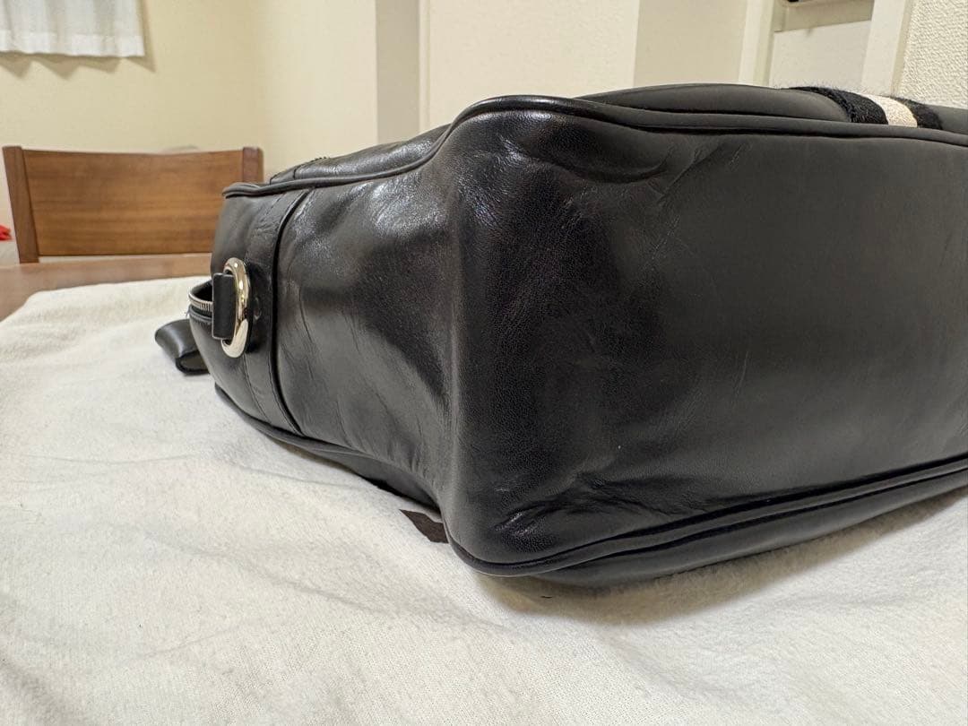 BALLY バリー ブリーフケース ビジネスバッグ ストライプ 本革 黒