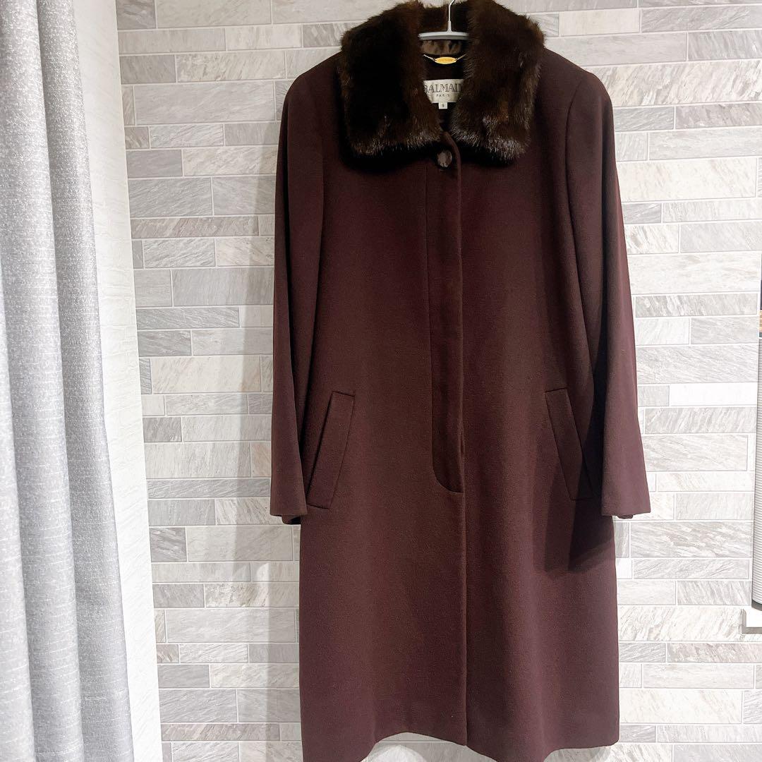 BALMAIN PARIS カシミヤ 100% キュプラ 100% 毛皮ミンク