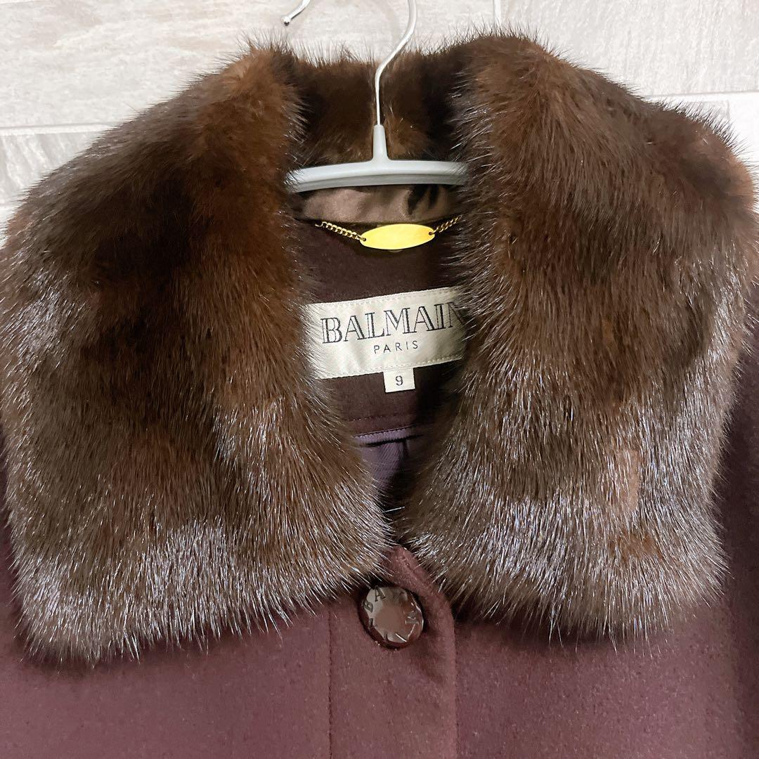 BALMAIN PARIS カシミヤ 100% キュプラ 100% 毛皮ミンク