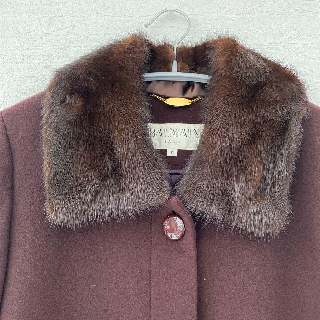 BALMAIN PARIS カシミヤ 100% キュプラ 100% 毛皮ミンク