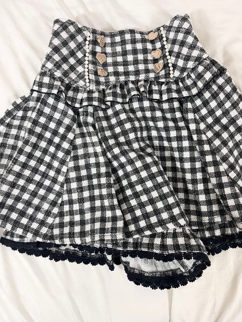 LIZLISA ギンガムチェックスカパン サスペンダー付き
