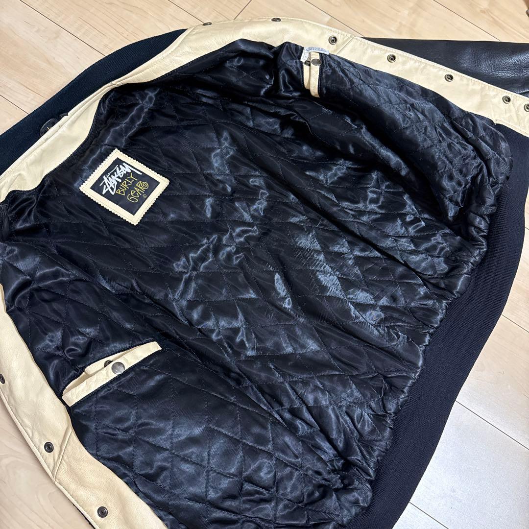 STUSSY スタジャン ネイビー/アイボリー