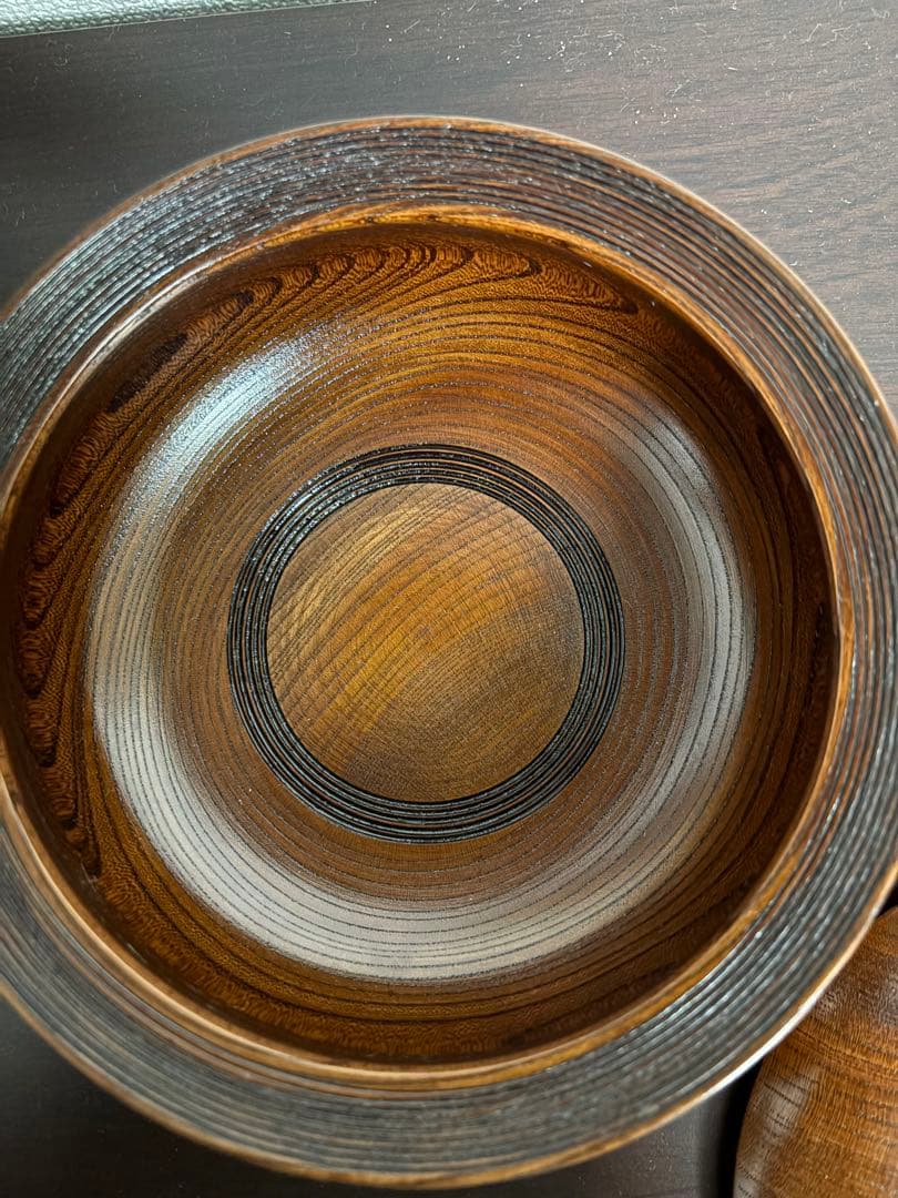 木製 漆器　拭き漆　蓋付き菓子器 日本製　作家物