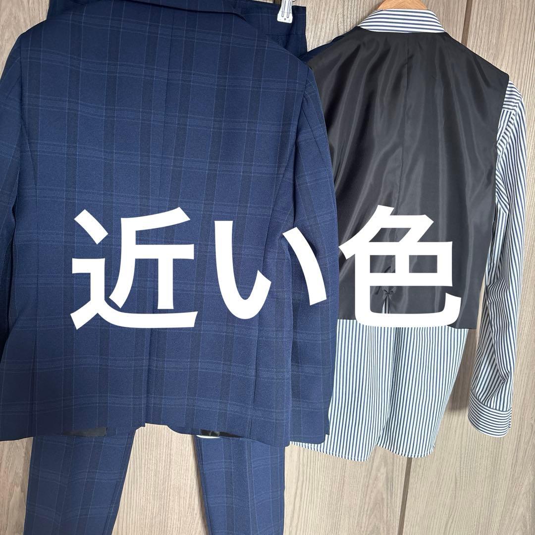 極美品✨ワンダーファクトリー　男子フォーマルスーツ　ネイビー　チェック① ②