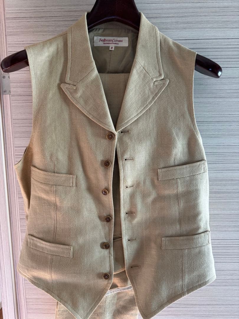 THE RUGGED CLOTHING 麻のビンテージ3ピーススーツMサイズ