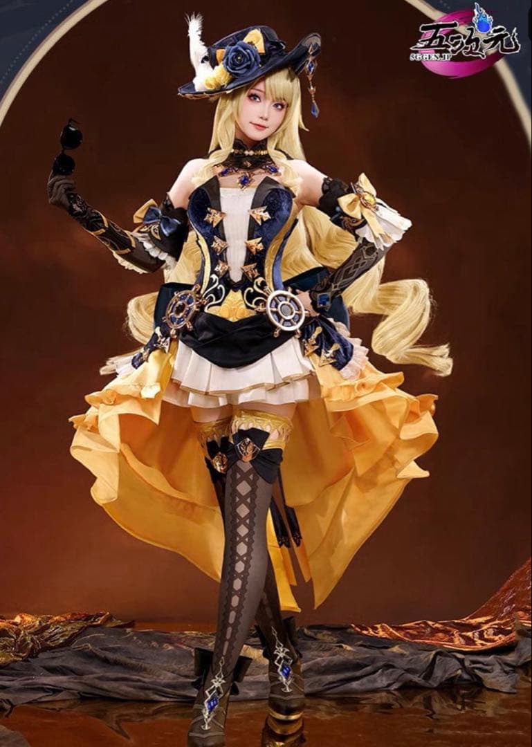 【三分妄想製】原神ナヴィア／コスプレ衣装一式(衣装M/ウィッグ/靴)