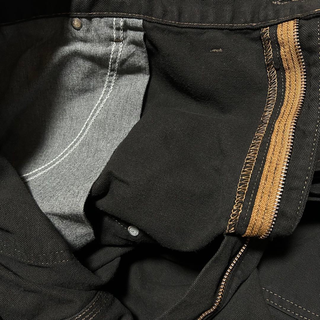 カーハートダブルニーブラックペインターパンツ後染リメイクダックw44アメリカ古着