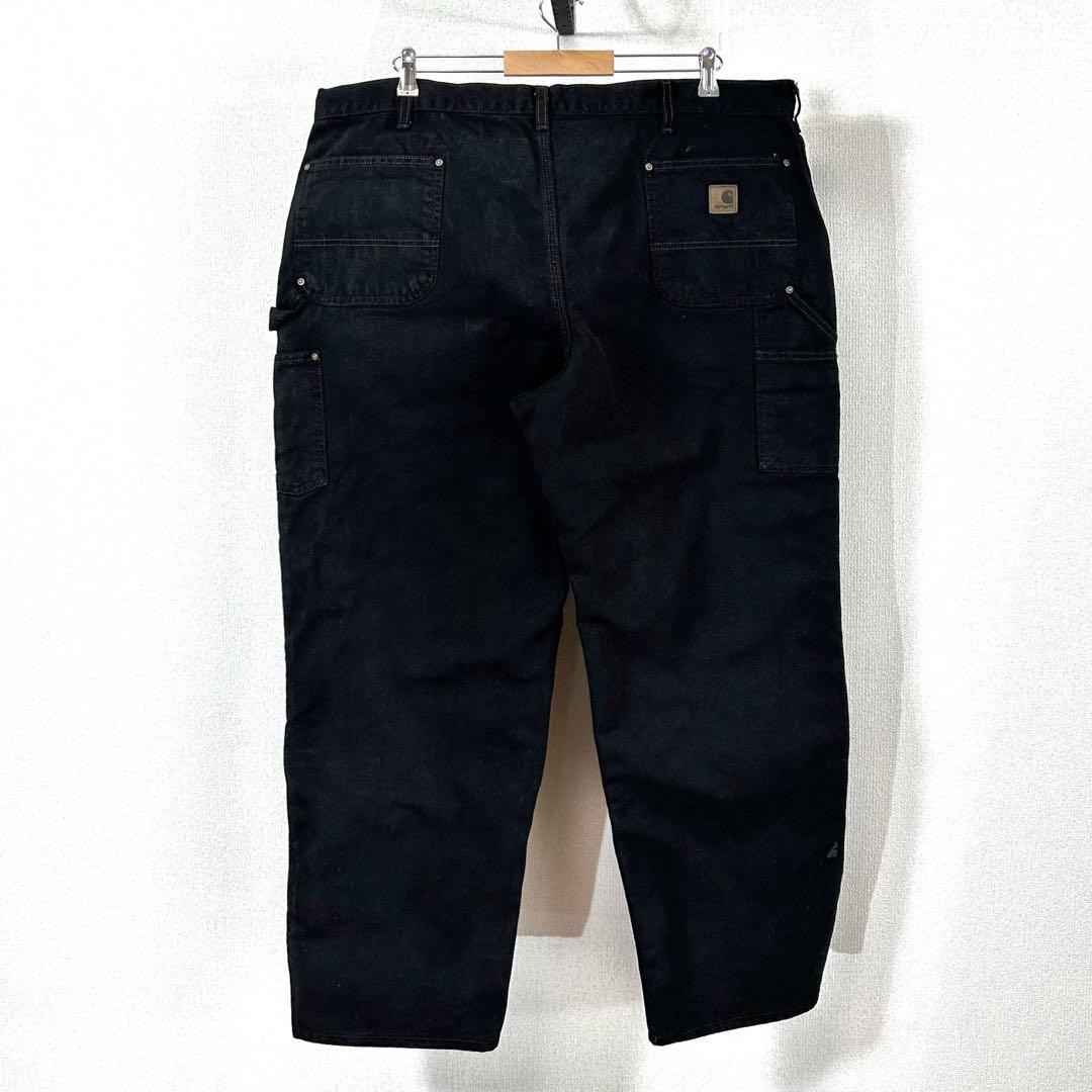 カーハートダブルニーブラックペインターパンツ後染リメイクダックw44アメリカ古着