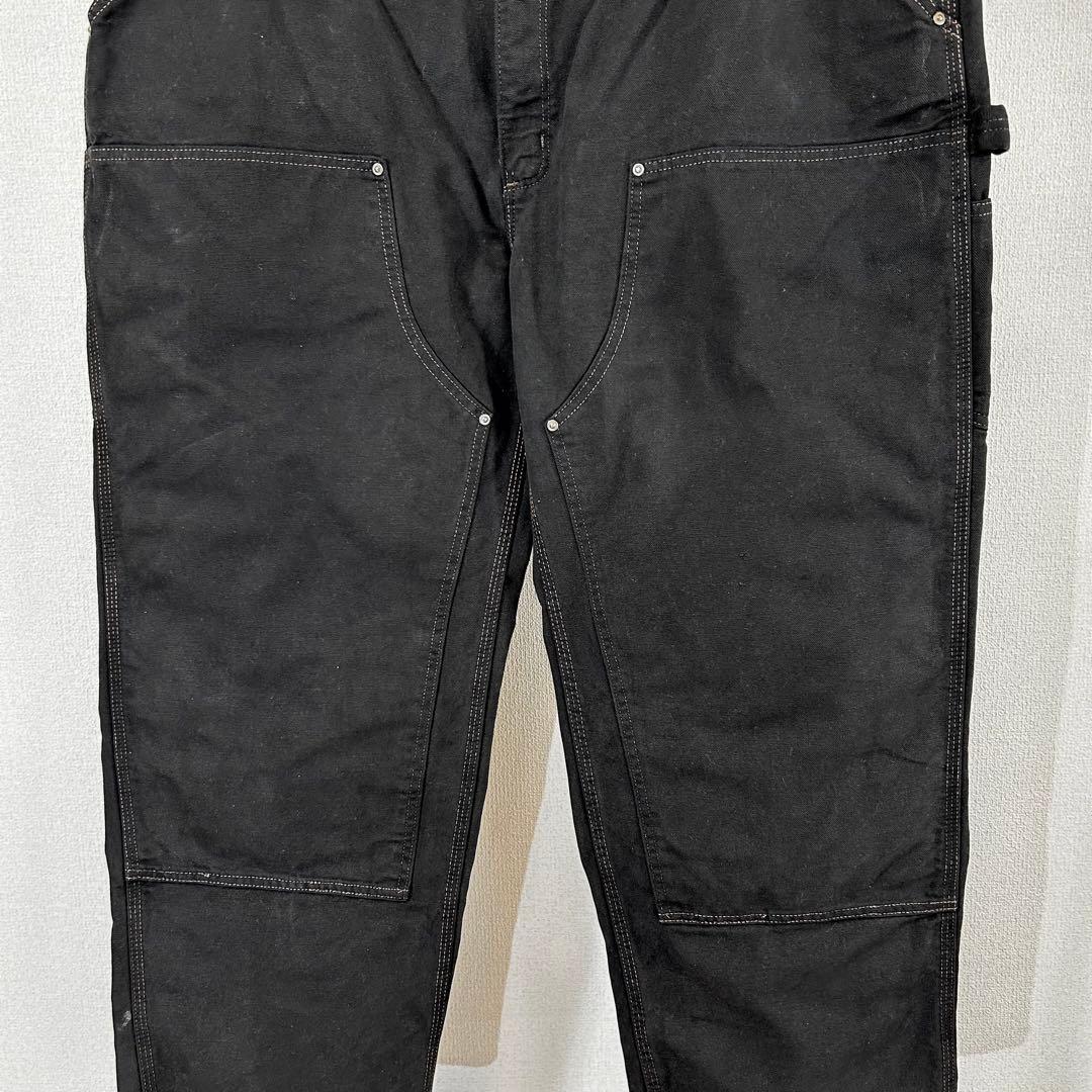 カーハートダブルニーブラックペインターパンツ後染リメイクダックw44アメリカ古着