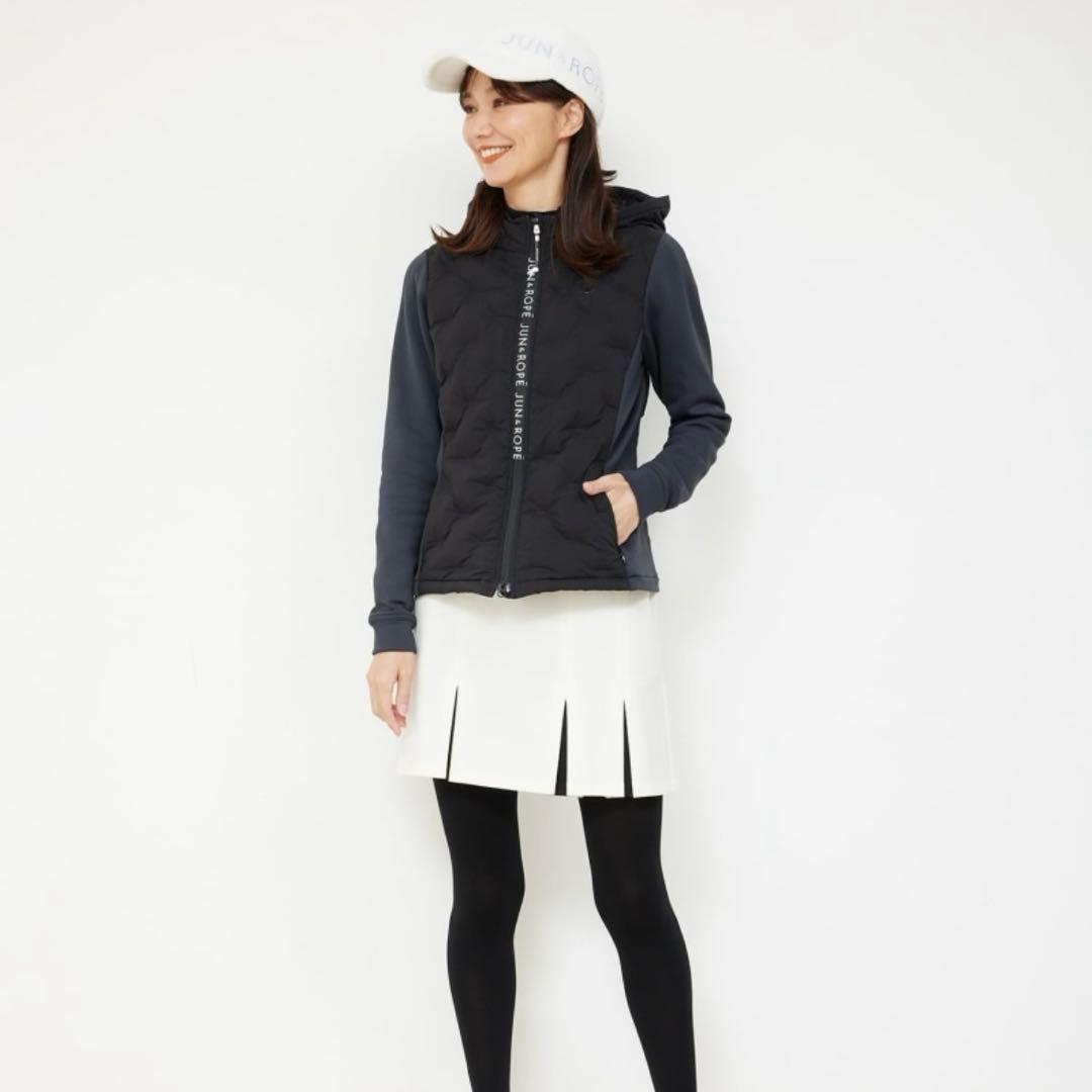 美品♡ジュンアンドロペ ナイロンストレッチダウンブルゾン ダウンジャケット 黒M