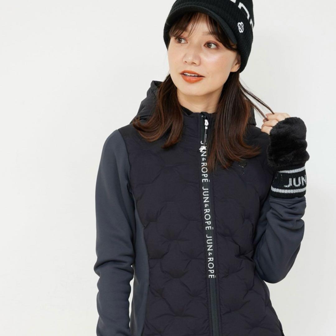 美品♡ジュンアンドロペ ナイロンストレッチダウンブルゾン ダウンジャケット 黒M