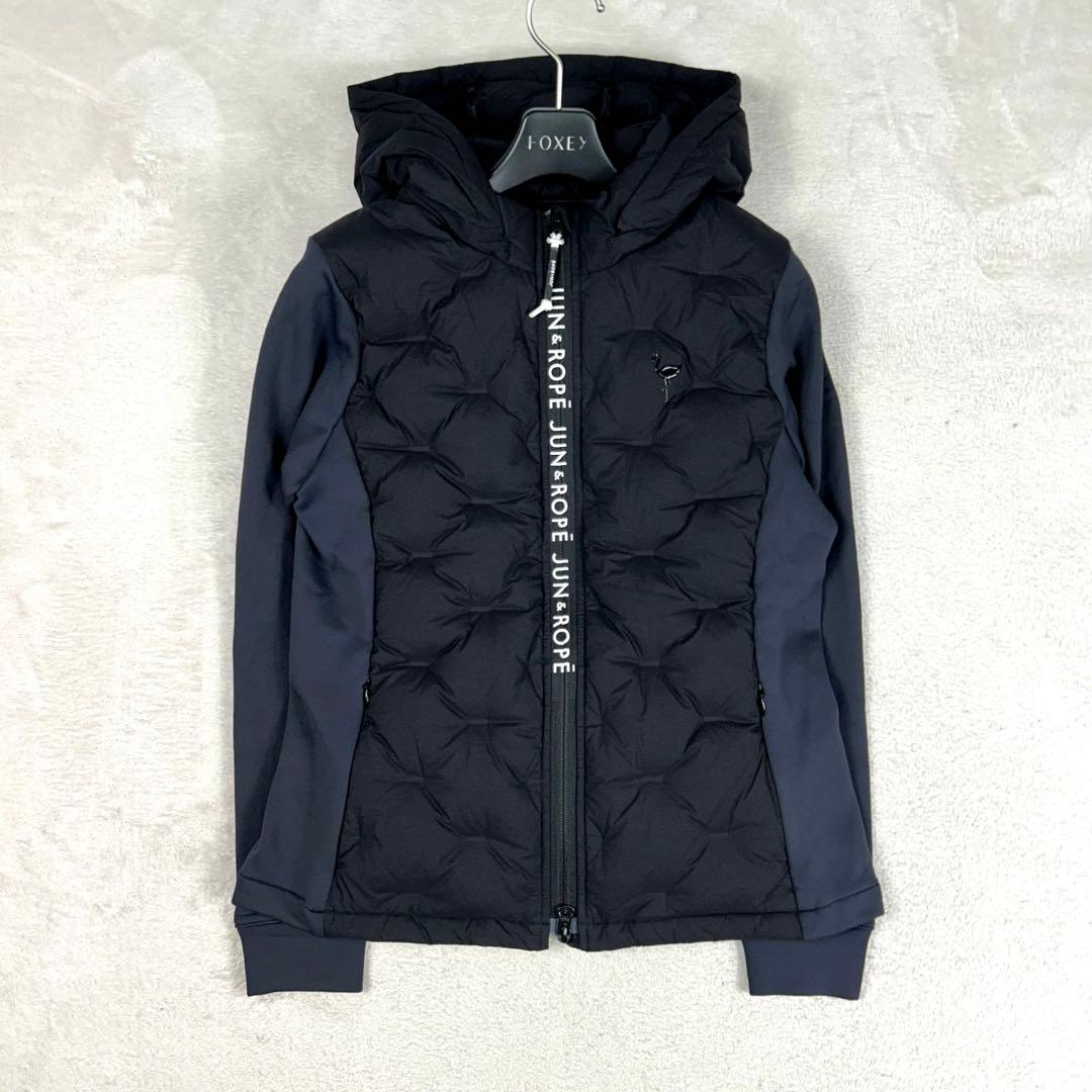 美品♡ジュンアンドロペ ナイロンストレッチダウンブルゾン ダウンジャケット 黒M