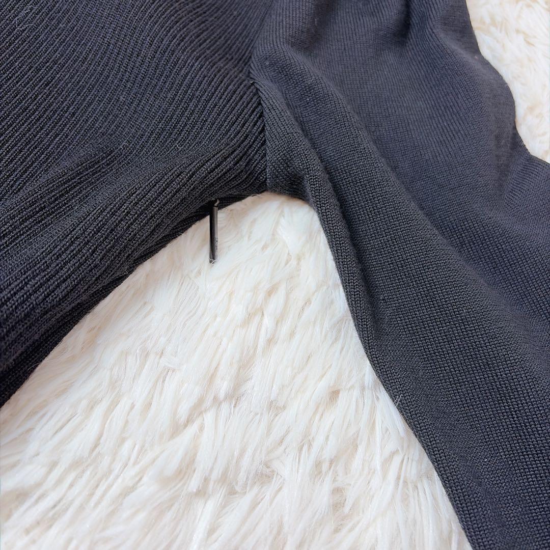 【美品】ルネ カシミヤ混 リブニット フレア ドッキングワンピース ブラック