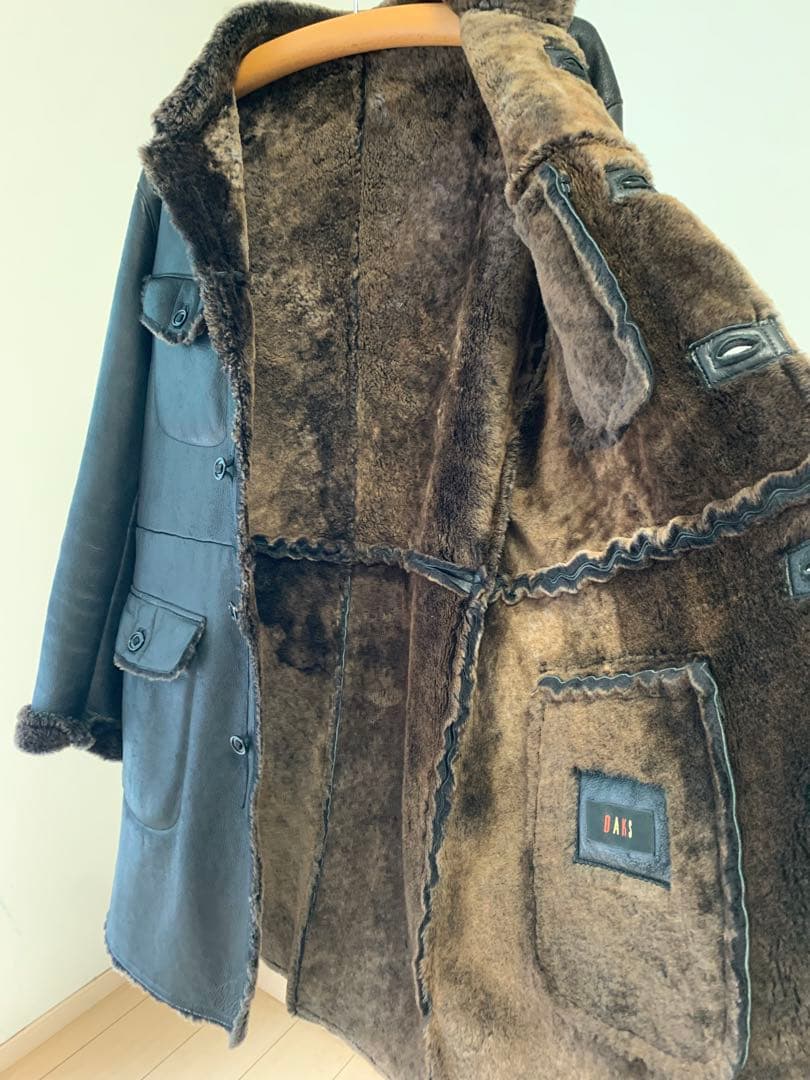 ダックス リアルムートン ロングコート ブラック 48 羊革 本革