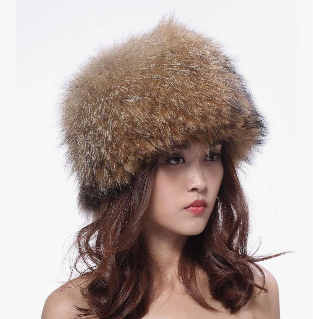 リアルファー ロシア帽子 ふわふわ 毛皮 ラクーン