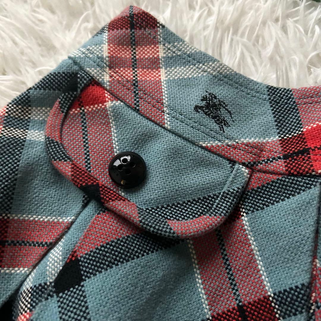 バーバリーブルーレーベル　水色　プリーツ　チェック　スカート ロゴ刺繍