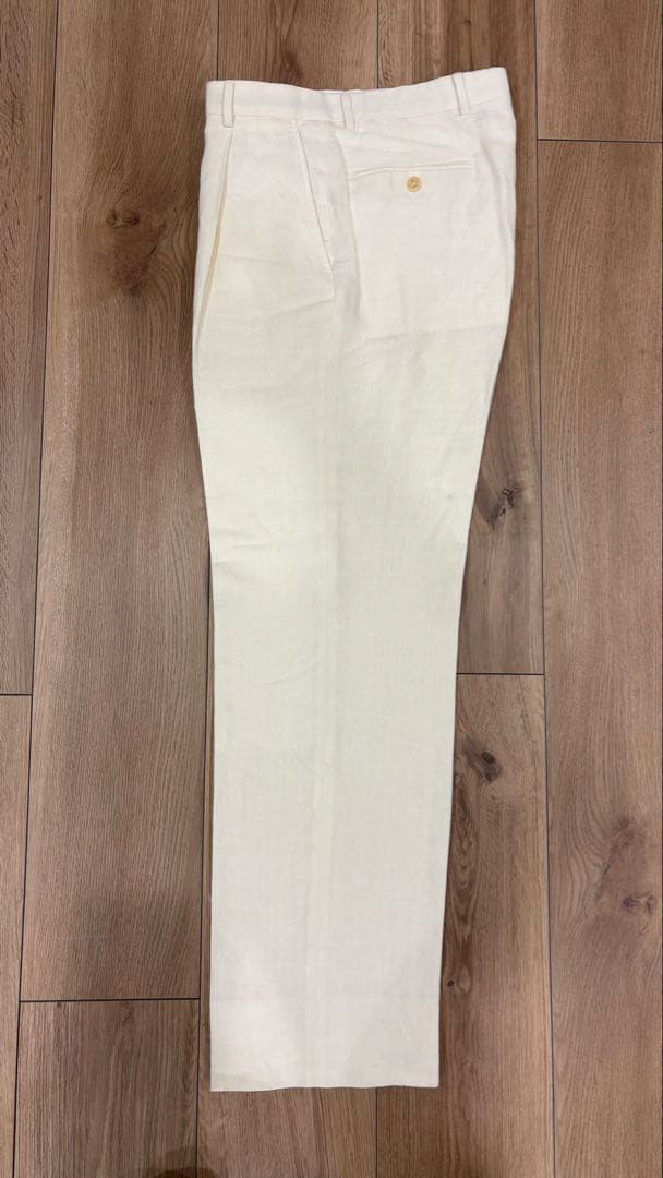 ARMANI COLLEZIONI ホワイト リネンタックパンツ サイズ46