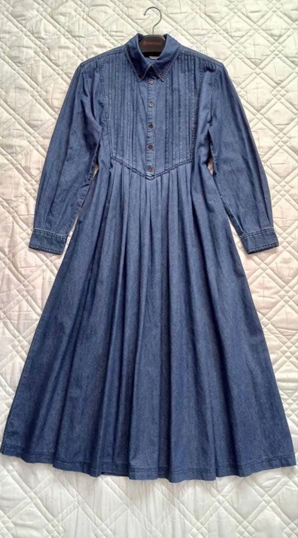 専用新品タグ付きローラアシュレイ花柄ピンクベージュバックデニムロングワンピース