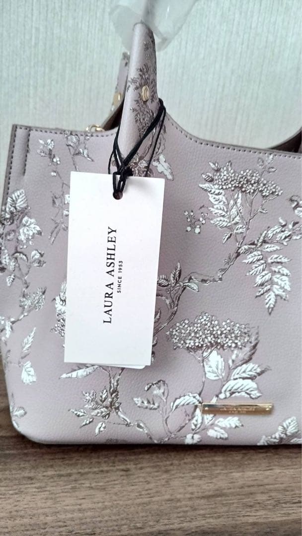 専用新品タグ付きローラアシュレイ花柄ピンクベージュバックデニムロングワンピース