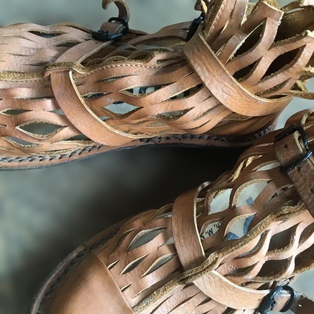 トリッペン　ブラウンレザーカットアウトサンダル☆37