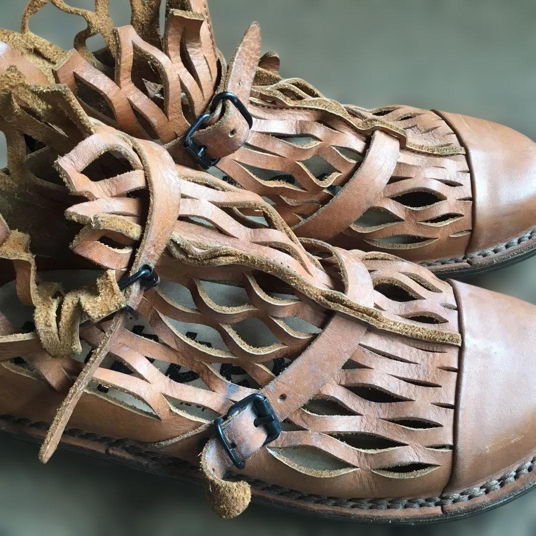 トリッペン　ブラウンレザーカットアウトサンダル☆37