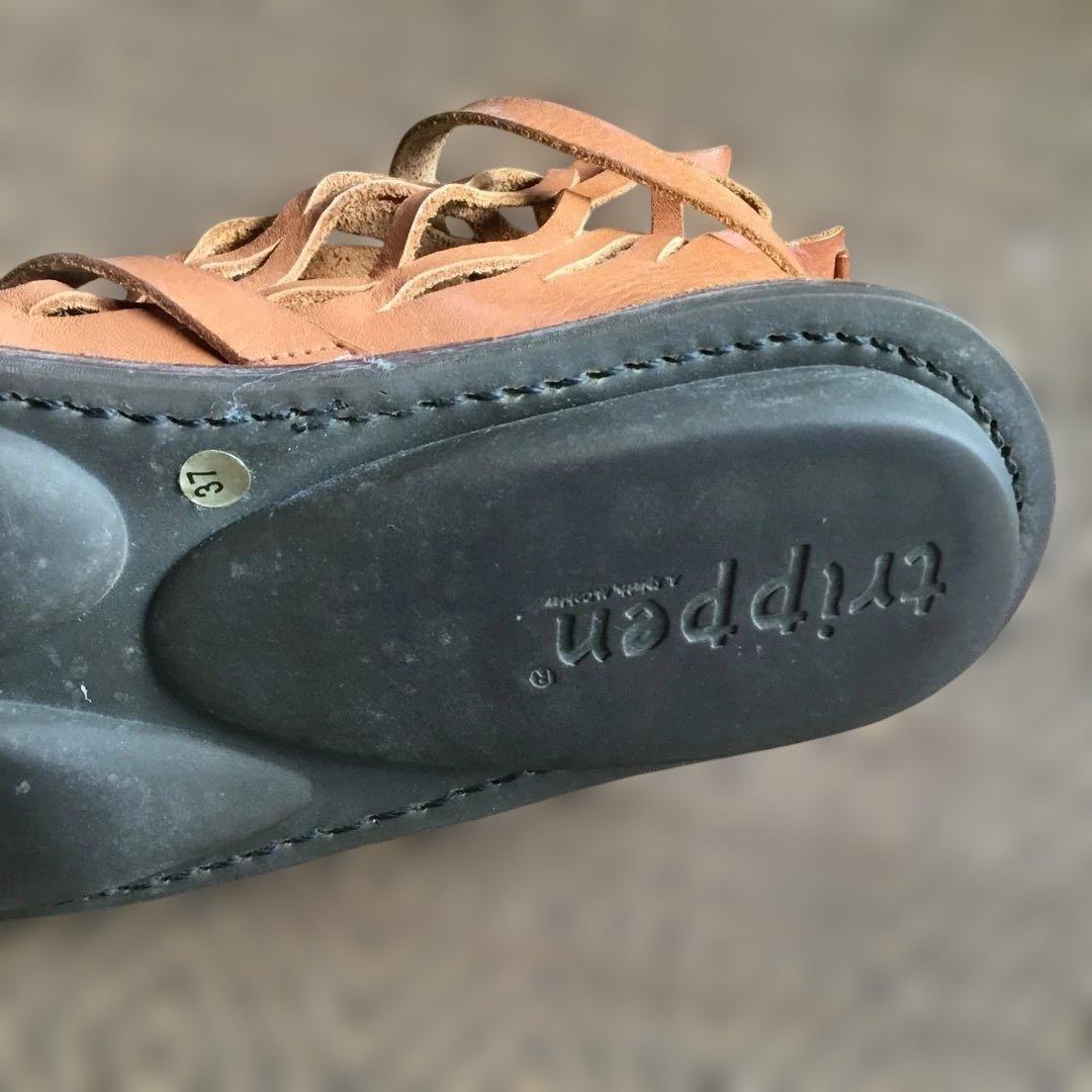 トリッペン　ブラウンレザーカットアウトサンダル☆37