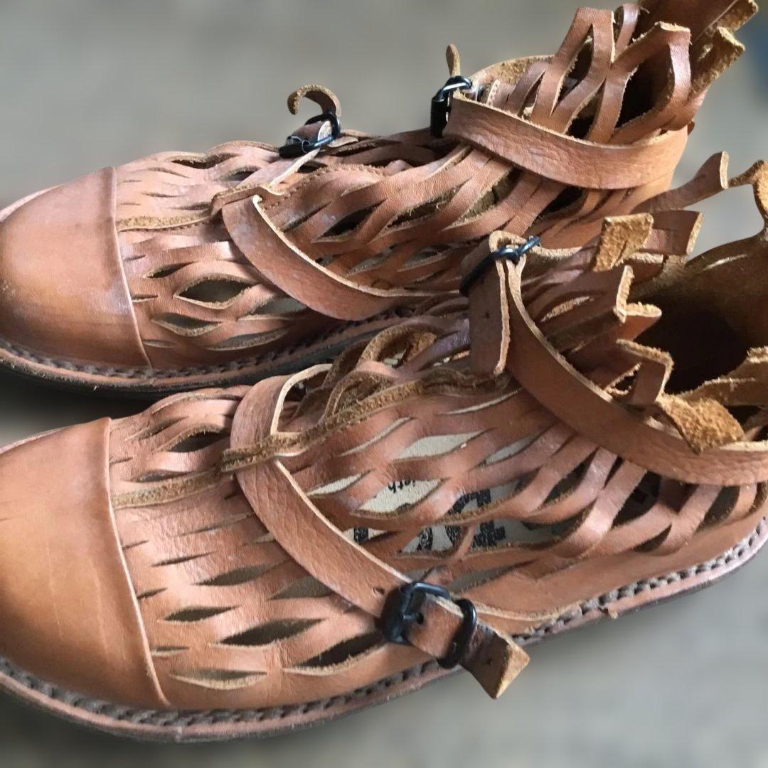 トリッペン　ブラウンレザーカットアウトサンダル☆37