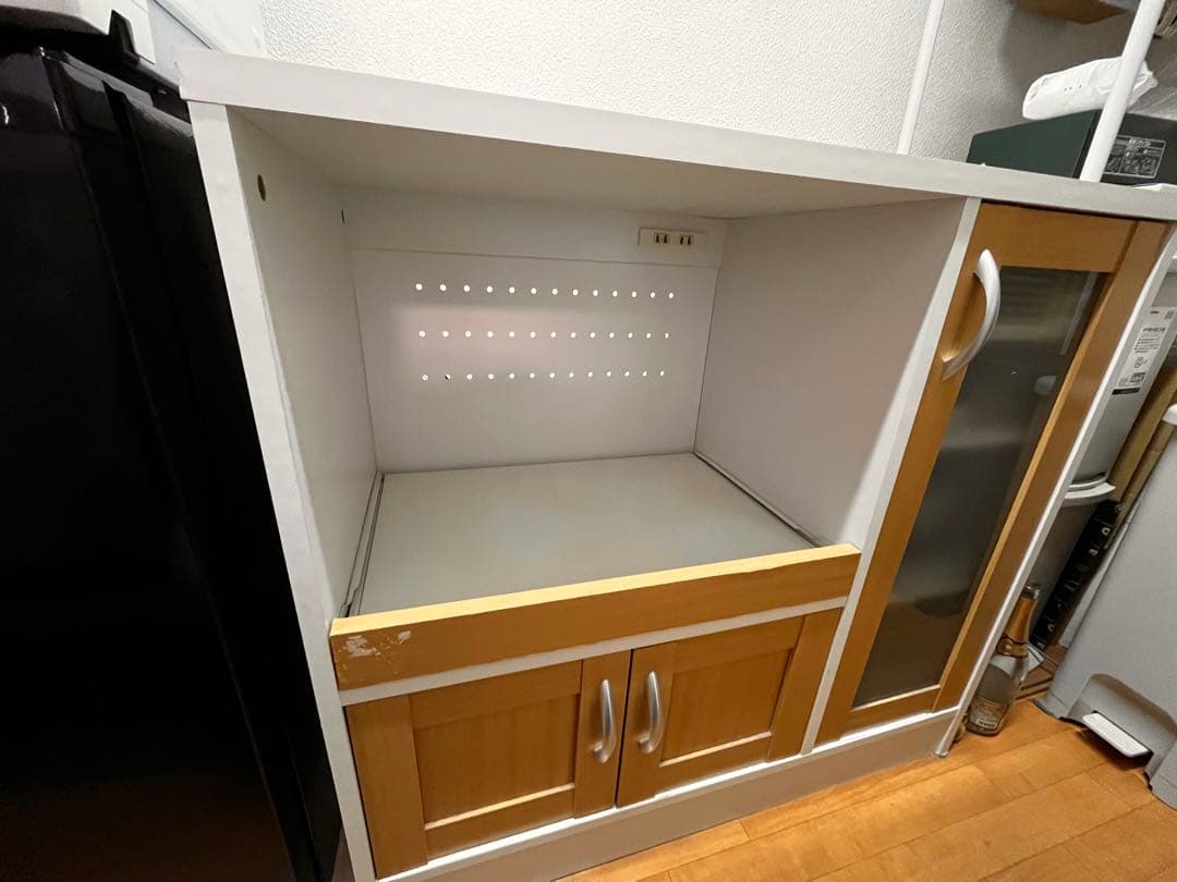 【本日まで】キッチン収納キャビネット　ホワイト木目
