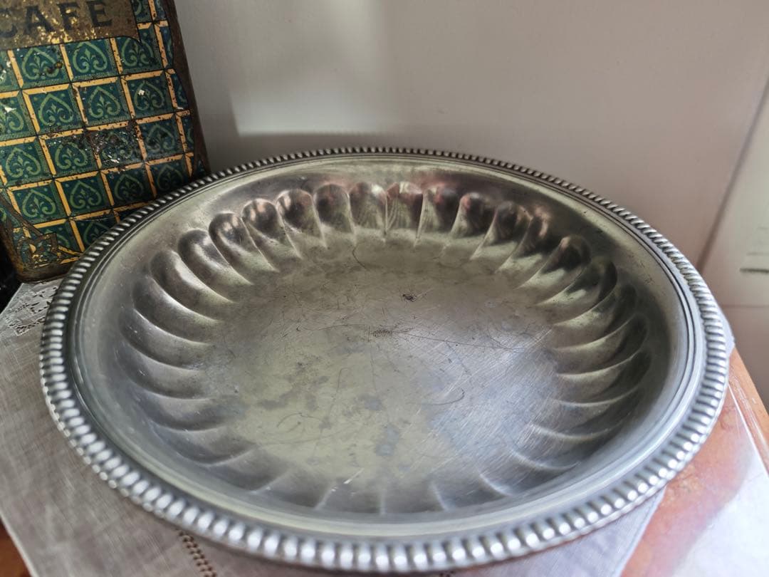 ピューター深皿　フランスヴィンテージ【直径24㎝】