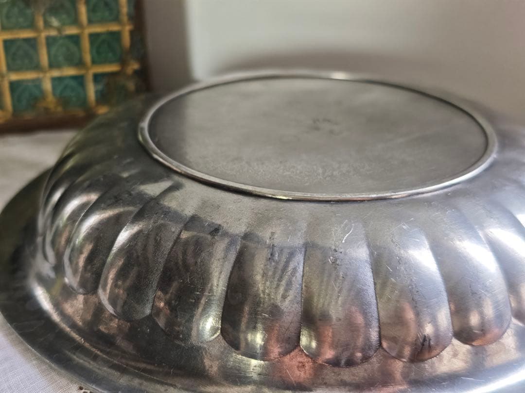 ピューター深皿　フランスヴィンテージ【直径24㎝】