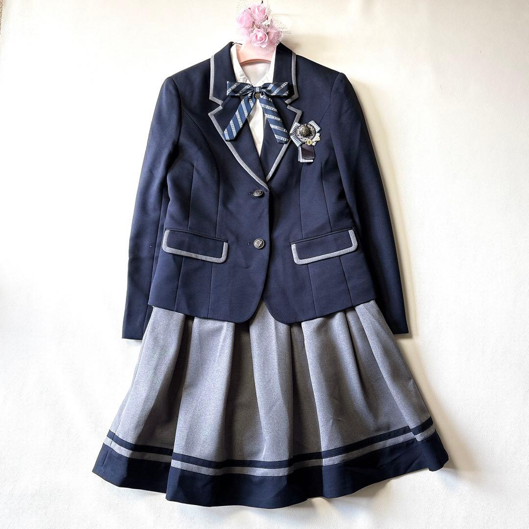 極美品 エルアンノワール 160 フォーマルセットアップ5点セット 紺 グレー