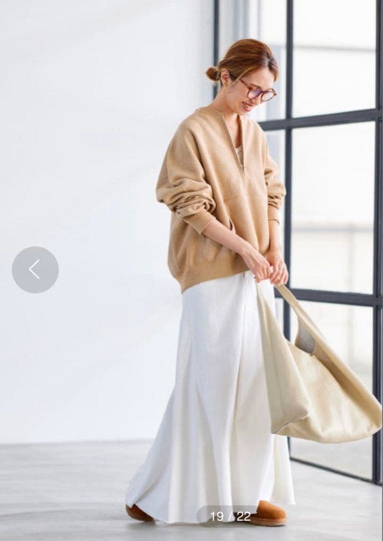 FRAMeWORK CHAMPIONハーフZIPスウェット　ベージュ