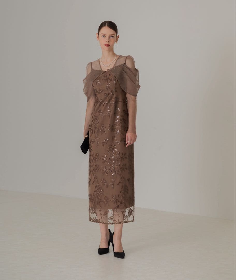 LEJA チュールロングスリーブリーフ結婚式パーティードレスお呼ばれオケージョン