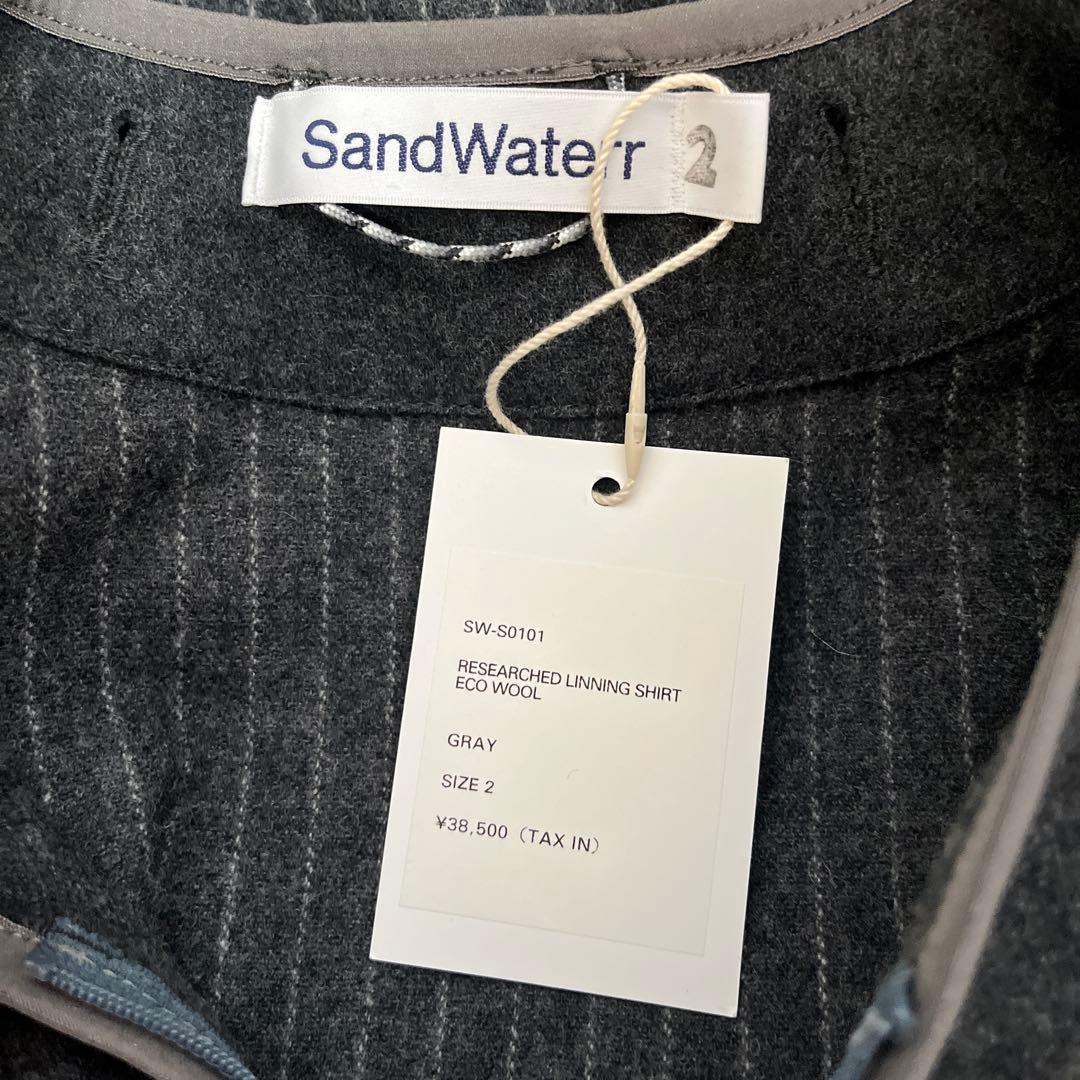 新品 sandwaterr ライナー ノーカラー シャツ ジャケット グレー2