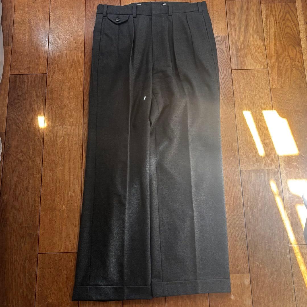 80s〜90s ラルフローレン　グレー　2タックワイドウールスラックス　シティー