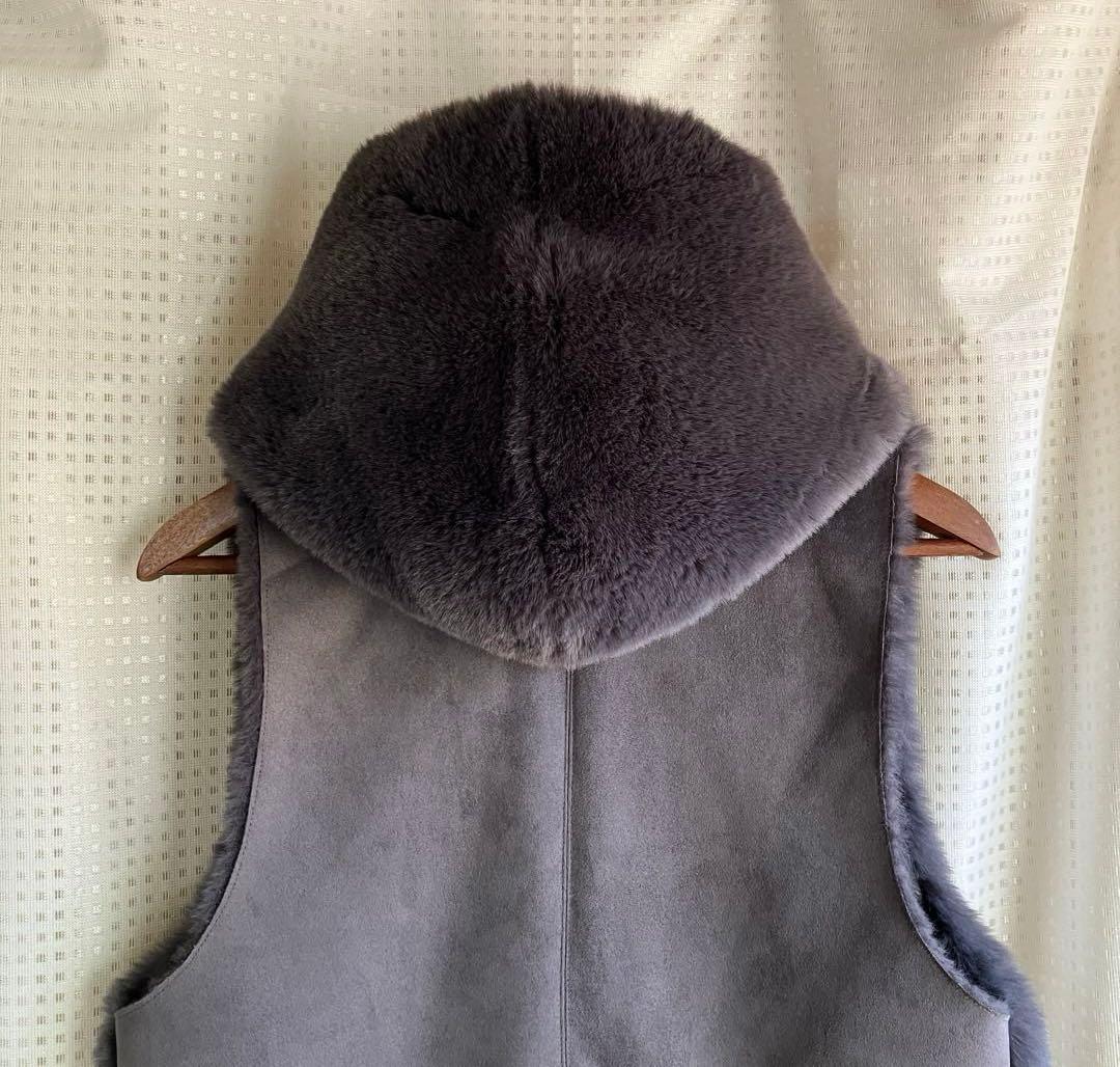 vivaprestヴィバプレスト　チャコールグレー フード付き エコファージレ