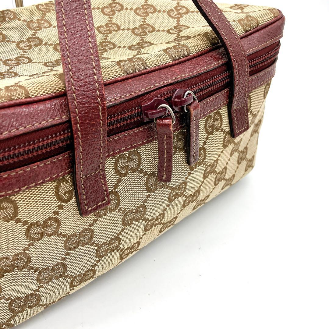 美品【GUCCI】バニティバッグ　GGキャンバス ベージュ　ハンドバッグ