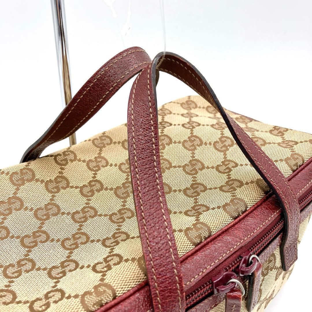 美品【GUCCI】バニティバッグ　GGキャンバス ベージュ　ハンドバッグ