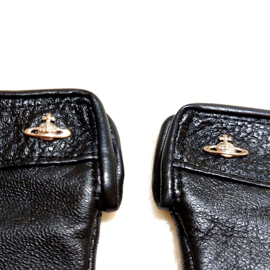 レザー手袋 オーブボタン 美品 ヴィヴィアンウエストウッド ブラック 内オーブ柄