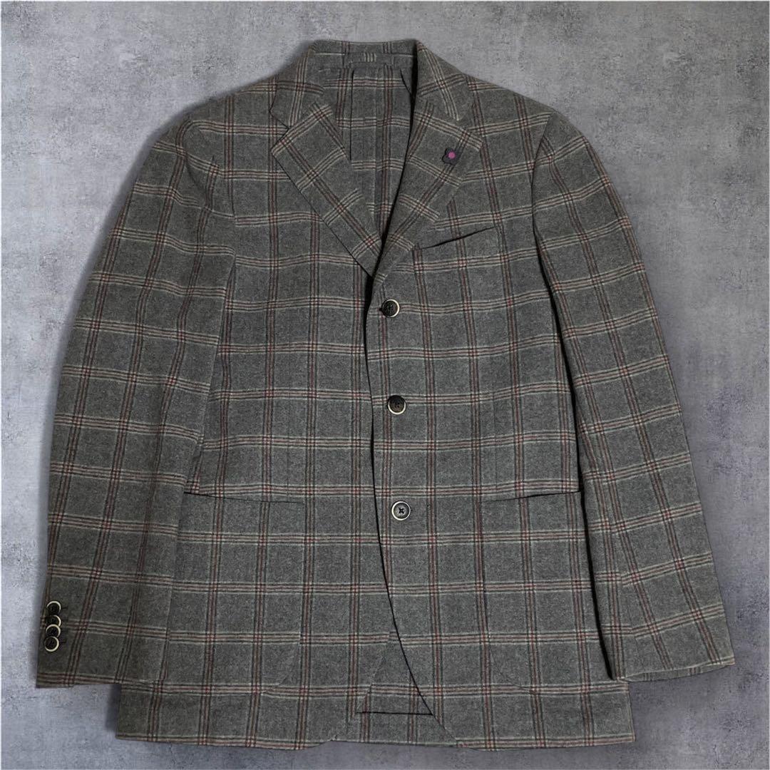 LARDINI ラルディーニ ウールテーラードジャケット チェック 46