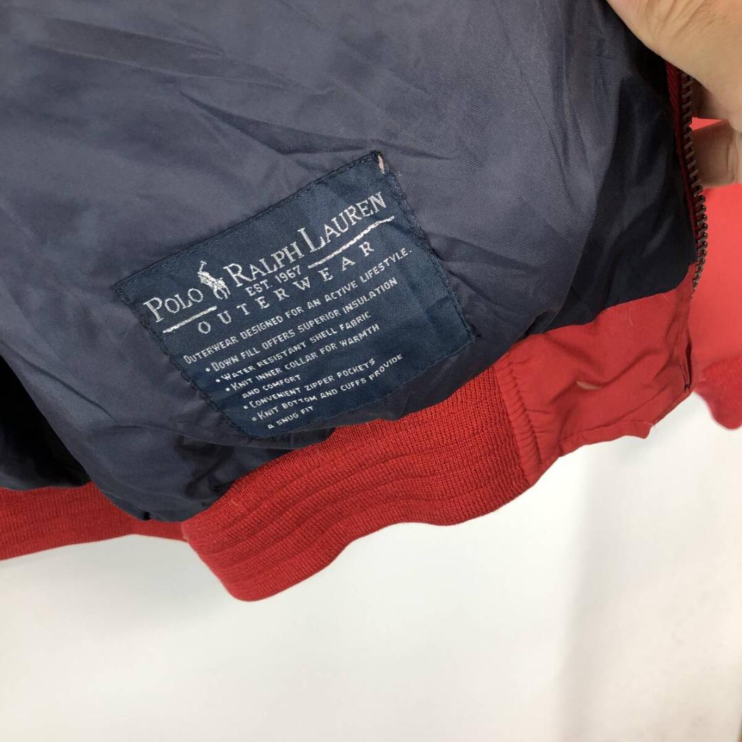 90s ラルフローレン ダウンジャケット レッド Sサイズ 内側ネイビー