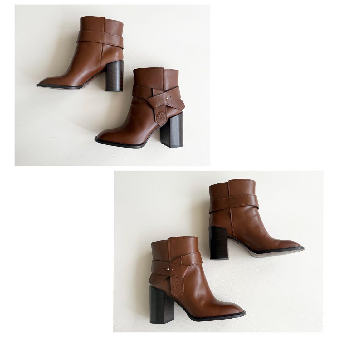 【ルイヴィトン】LVサークルアンクルブーツ ロゴ入り レザー ブーティ 36.5