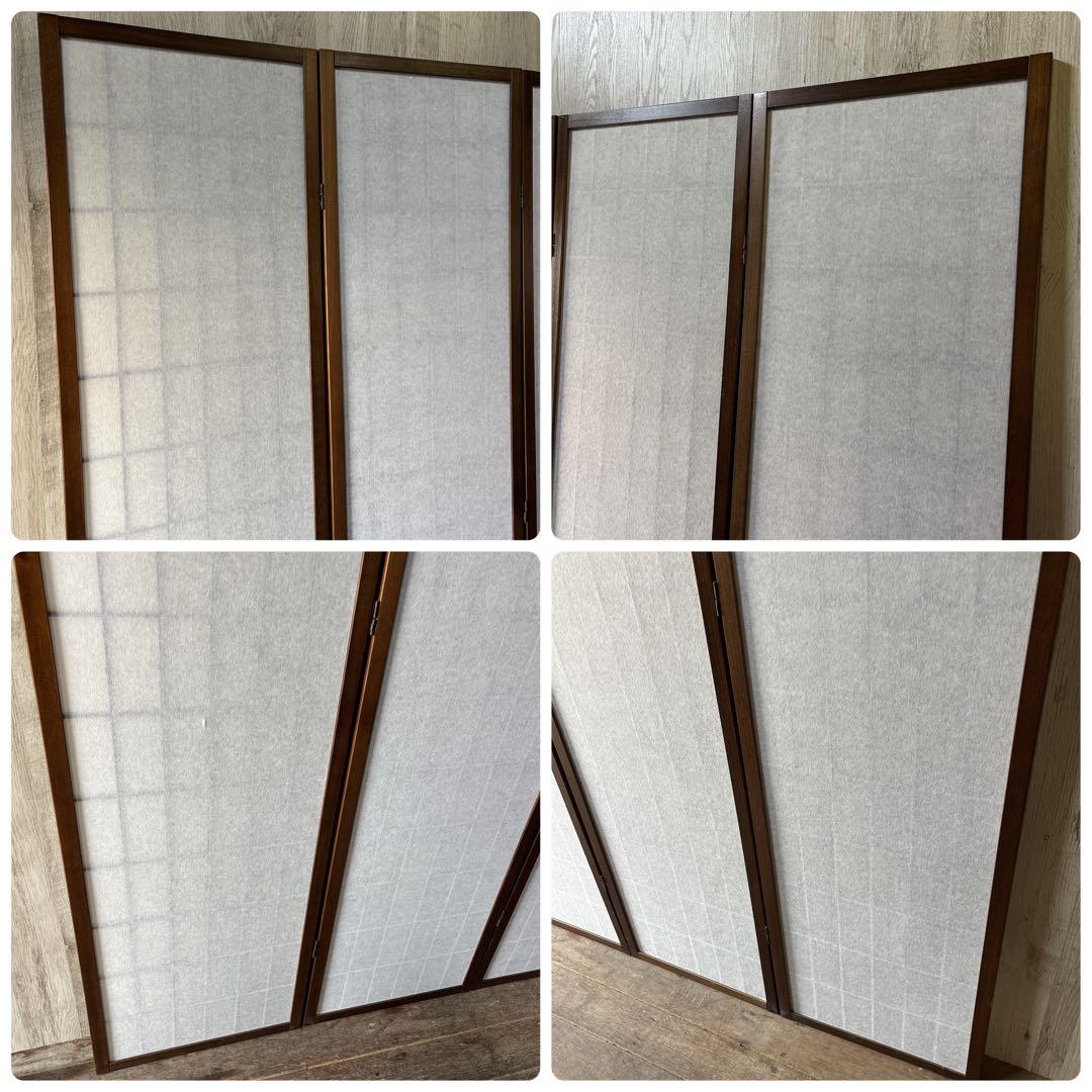 障子スクリーン 木製フレーム パーテーション 衝立 和風 2連+4連 目隠し