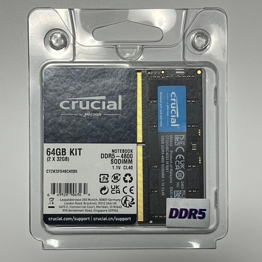 Crucial 64GB(32×2) メモリー SODIMM DDR5-4800
